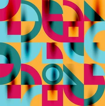 Neo memphis geometric pattern with circles, squares. Pop art abstract background Stock Illustration