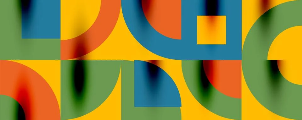 Neo memphis geometric pattern with circles, squares. Pop art abstract background Illustrazione stock