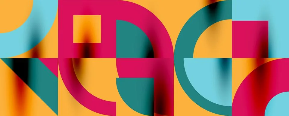 Neo memphis geometric pattern with circles, squares. Pop art abstract background Stock Illustration