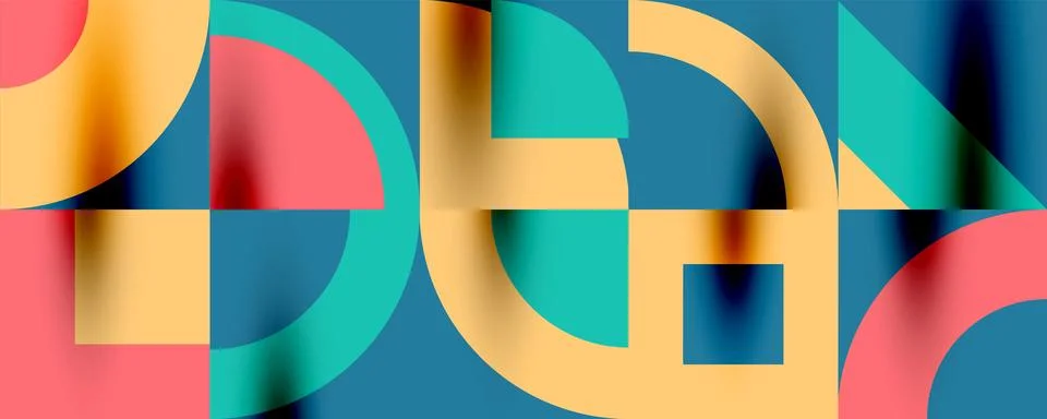 Neo memphis geometric pattern with circles, squares. Pop art abstract background Illustrazione stock