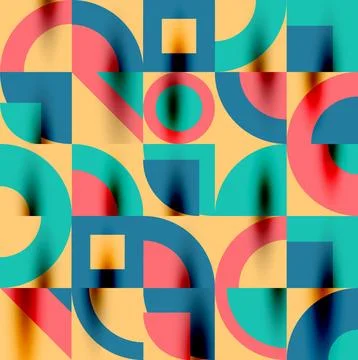 Neo memphis geometric pattern with circles, squares. Pop art abstract background Stock Illustration