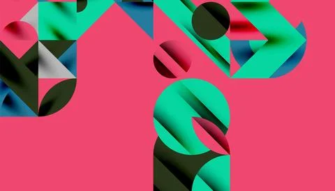 Neo memphis geometric pattern with circles, squares and lines. Pop art abstract Stock Illustration