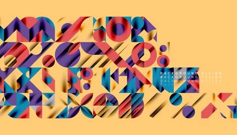 Neo memphis geometric pattern with circles, squares and lines. Pop art abstract Illustrazione stock