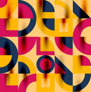 Neo memphis geometric pattern with circles, squares. Pop art abstract background Illustrazione stock