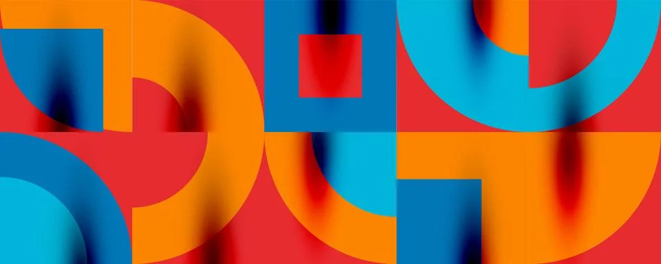 Neo memphis geometric pattern with circles, squares. Pop art abstract background Stock Illustration