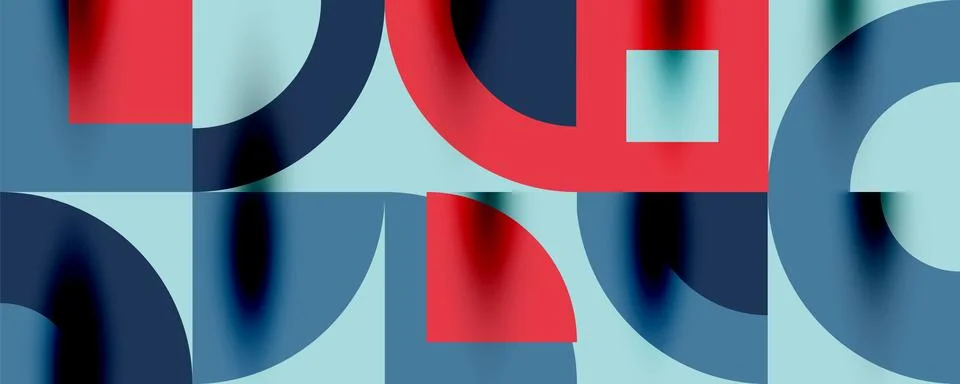 Neo memphis geometric pattern with circles, squares. Pop art abstract background Illustrazione stock