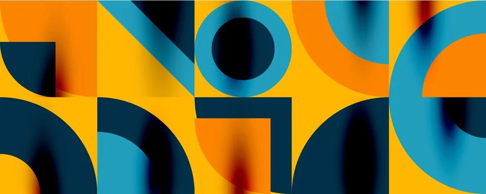 Neo memphis geometric pattern with circles, squares. Pop art abstract background Stock Illustration