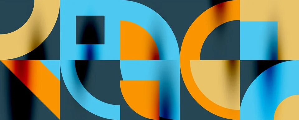 Neo memphis geometric pattern with circles, squares. Pop art abstract background Stock Illustration