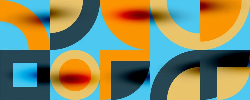 Neo memphis geometric pattern with circles, squares. Pop art abstract background イラスト素材