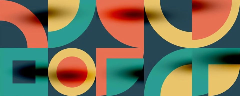 Neo memphis geometric pattern with circles, squares. Pop art abstract background Illustrazione stock