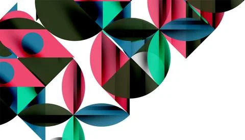 Neo memphis geometric pattern with circles, squares and lines. Pop art abstract Stock Illustration