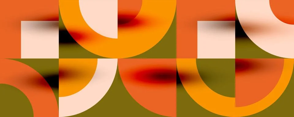 Neo memphis geometric pattern with circles, squares. Pop art abstract background Stock Illustration