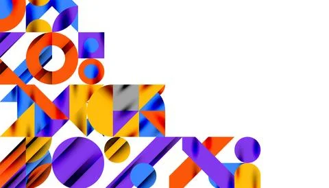 Neo memphis geometric pattern with circles, squares and lines. Pop art abstract 库存插图