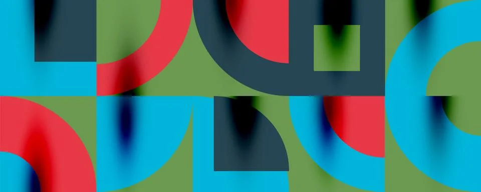 Neo memphis geometric pattern with circles, squares. Pop art abstract background Stock Illustration