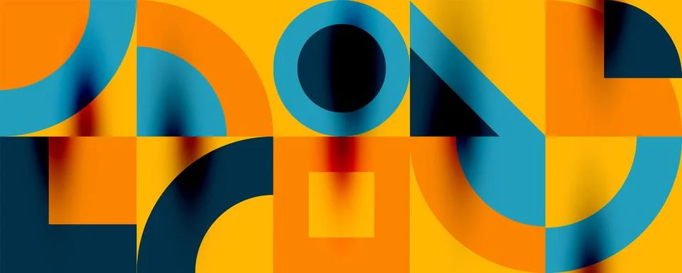 Neo memphis geometric pattern with circles, squares. Pop art abstract background Stock Illustration