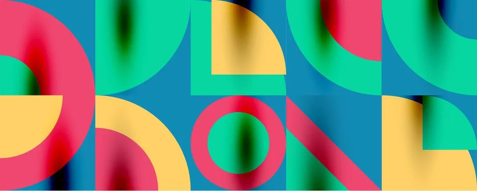 Neo memphis geometric pattern with circles, squares. Pop art abstract background Illustrazione stock
