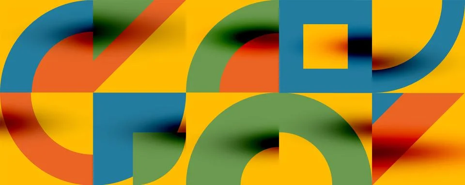 Neo memphis geometric pattern with circles, squares. Pop art abstract background Stock Illustration