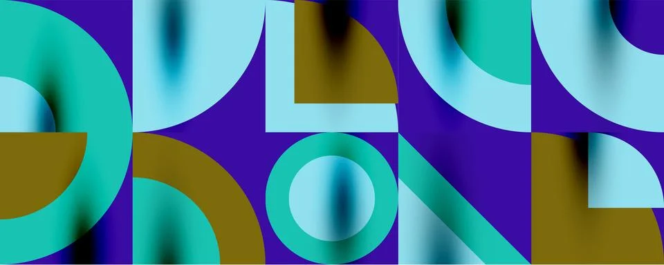 Neo memphis geometric pattern with circles, squares. Pop art abstract background Stock Illustration