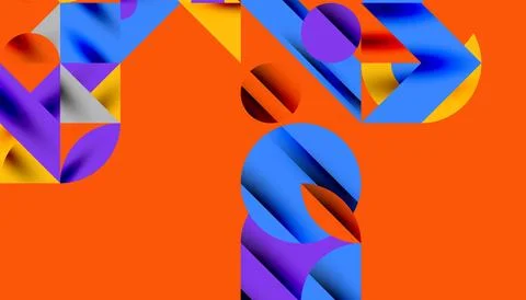 Neo memphis geometric pattern with circles, squares and lines. Pop art abstract 库存插图