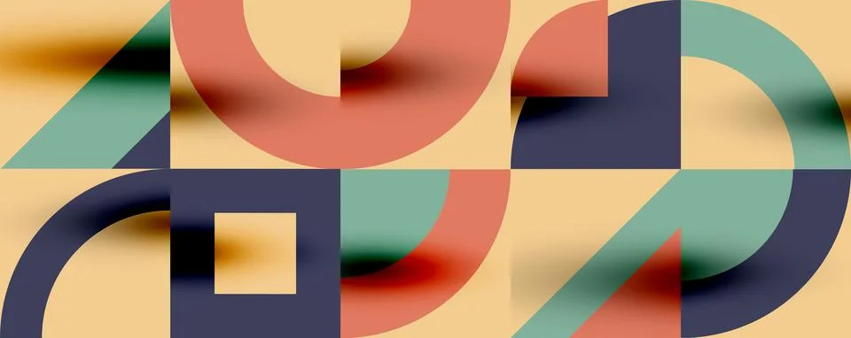 Neo memphis geometric pattern with circles, squares. Pop art abstract background Stock Illustration