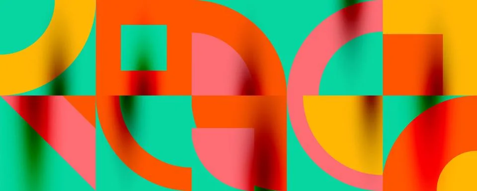 Neo memphis geometric pattern with circles, squares. Pop art abstract background イラスト素材