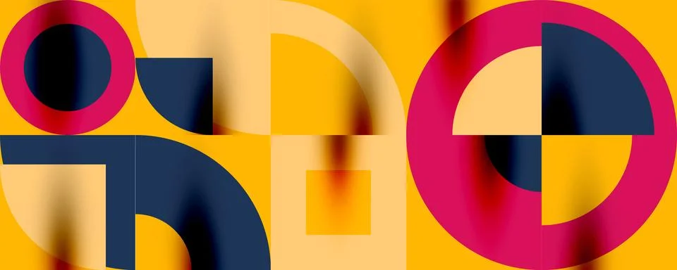 Neo memphis geometric pattern with circles, squares. Pop art abstract background Illustrazione stock