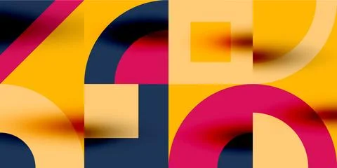 Neo memphis geometric pattern with circles, squares. Pop art abstract background 스톡 일러스트