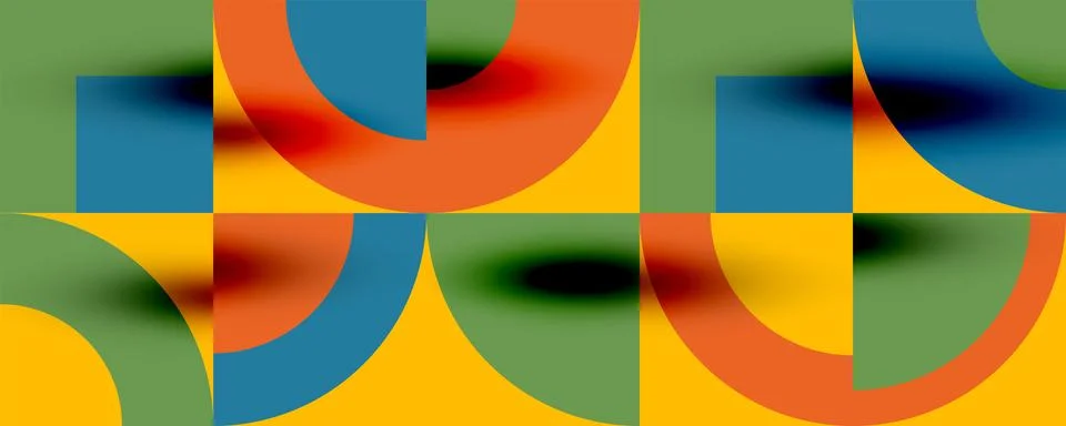 Neo memphis geometric pattern with circles, squares. Pop art abstract background Stockillustratie