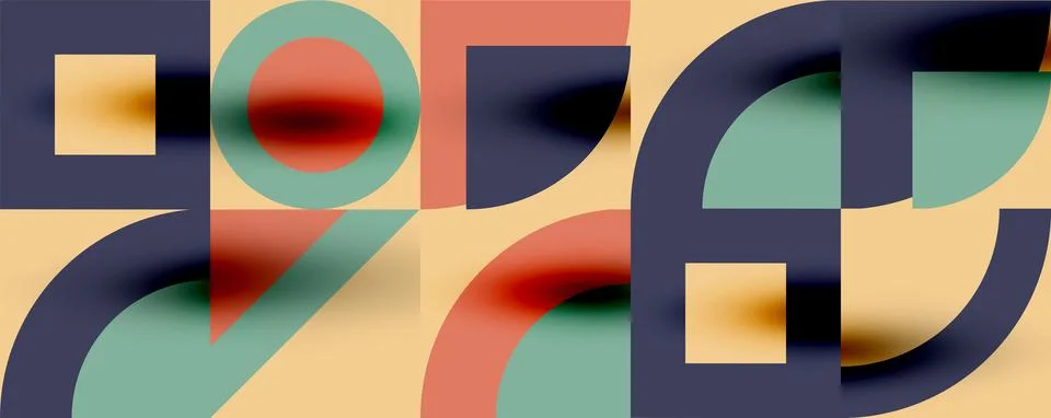 Neo memphis geometric pattern with circles, squares. Pop art abstract background Stockillustratie