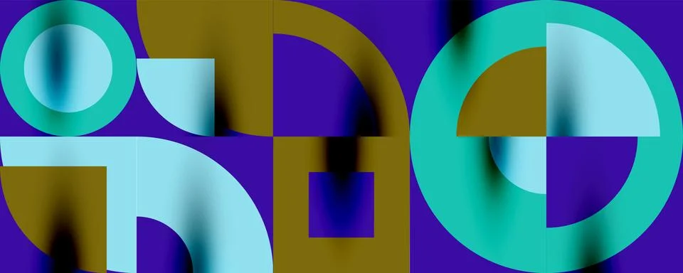 Neo memphis geometric pattern with circles, squares. Pop art abstract background Stock Illustration