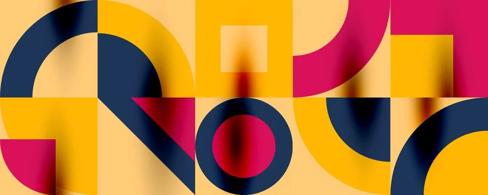 Neo memphis geometric pattern with circles, squares. Pop art abstract background Stockillustratie