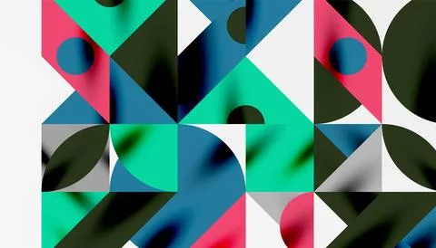 Neo memphis geometric pattern with circles, squares and lines. Pop art abstract Stock Illustration