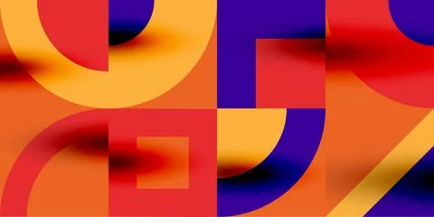 Neo memphis geometric pattern with circles, squares. Pop art abstract background Stock Illustration