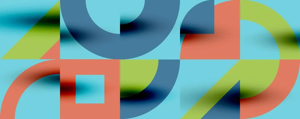 Neo memphis geometric pattern with circles, squares. Pop art abstract background Illustrazione stock