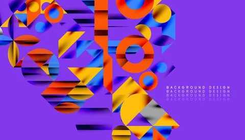 Neo memphis geometric pattern with circles, squares and lines. Pop art abstract Stock Illustration