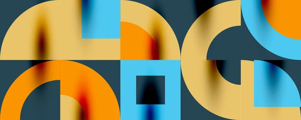 Neo memphis geometric pattern with circles, squares. Pop art abstract background Illustrazione stock