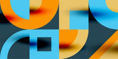 Neo memphis geometric pattern with circles, squares. Pop art abstract background Illustrazione stock