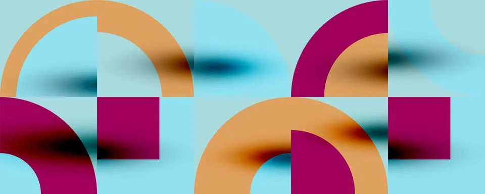 Neo memphis geometric pattern with circles, squares. Pop art abstract backg.. 스톡 일러스트