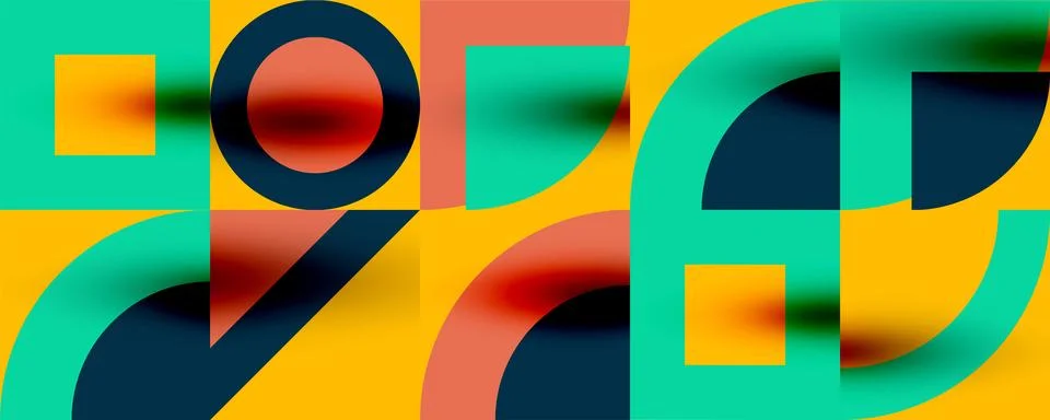 Neo memphis geometric pattern with circles, squares. Pop art abstract backg.. 스톡 일러스트