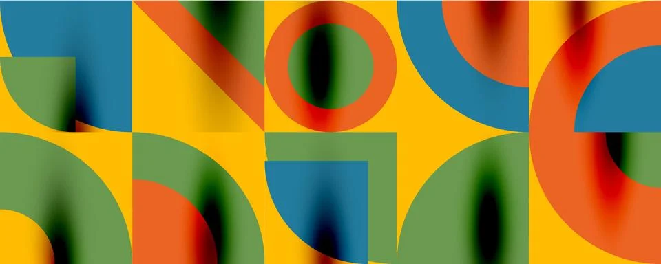 Neo memphis geometric pattern with circles, squares. Pop art abstract backg.. Stock Illustration