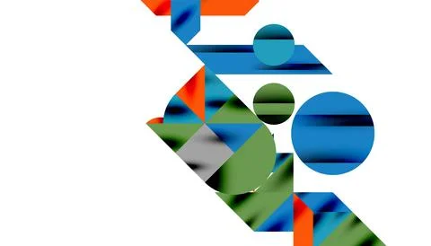 Neo memphis geometric pattern with circles, squares and lines. Pop art abstract Illustrazione stock