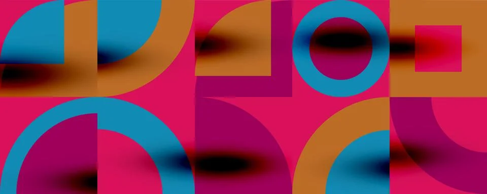 Neo memphis geometric pattern with circles, squares. Pop art abstract background 스톡 일러스트