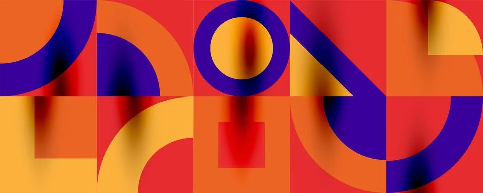 Neo memphis geometric pattern with circles, squares. Pop art abstract background Stock Illustration