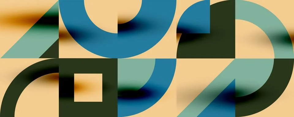 Neo memphis geometric pattern with circles, squares. Pop art abstract background Illustrazione stock