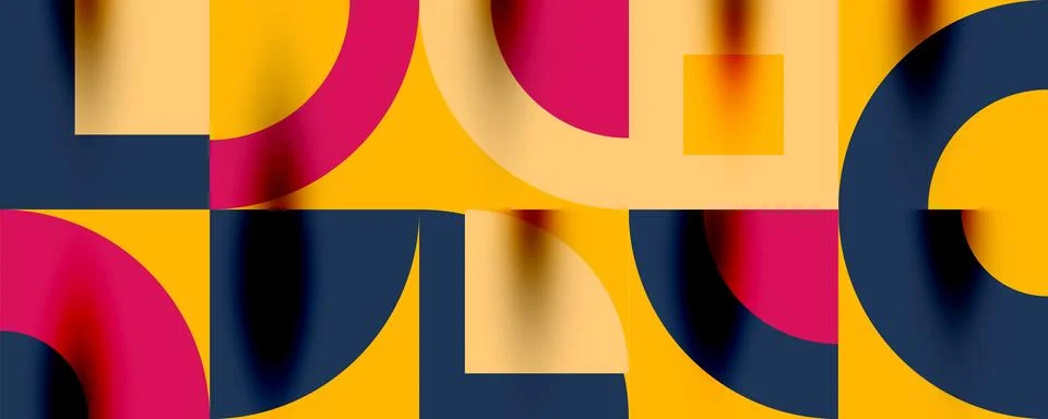 Neo memphis geometric pattern with circles, squares. Pop art abstract background Stock Illustration