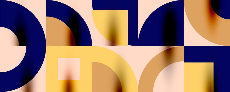 Neo memphis geometric pattern with circles, squares. Pop art abstract background Illustrazione stock