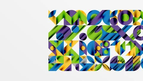 Neo memphis geometric pattern with circles, squares and lines. Pop art abstract Stock Illustration