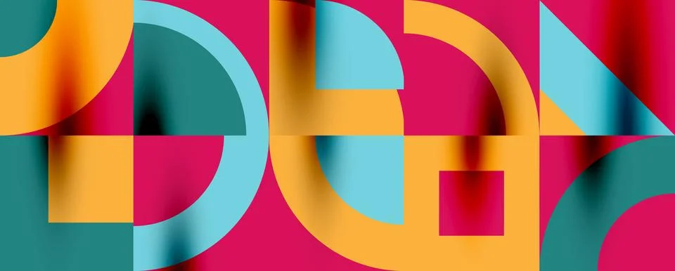 Neo memphis geometric pattern with circles, squares. Pop art abstract background Stock Illustration