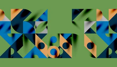 Neo memphis geometric pattern with circles, squares and lines. Pop art abstract Stock Illustration