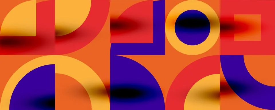 Neo memphis geometric pattern with circles, squares. Pop art abstract background Illustrazione stock